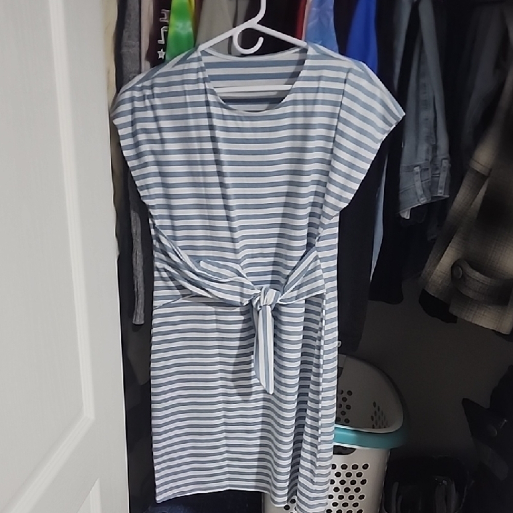Striped Blue and White Dress